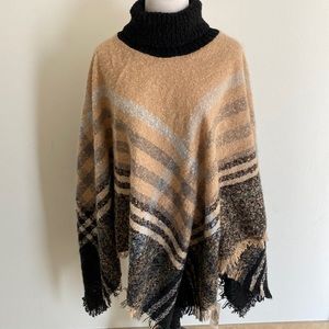 Vici Plaid Turtleneck Poncho - One Size